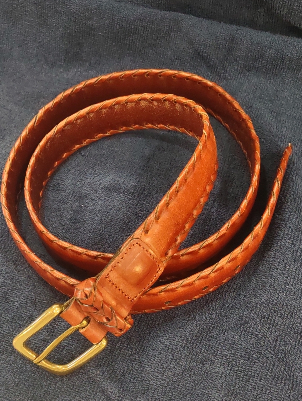 Men's Hallan Full Grain Leather Braided Leather Belt - Cognac Brown Size 44